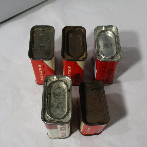 Lot of 5 Vintage OLD Metal Spice Kroger Franks Cans Tins - Picture 5 of 5